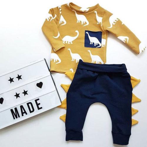 New Toddler 3D Dinosaur Clothes Set Baby Girl Boy Shirt Top+Long Pant Trousers Kid Infant Autumn WInter 2PCS Outfit Clothes