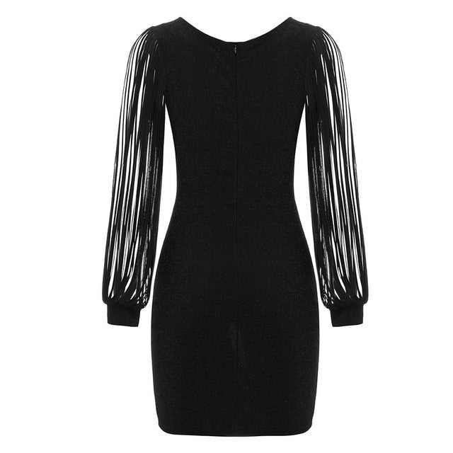 sequin dress Sexy Women V Ncek Solid Sequined Glitter Stitching Shining Club Sheath Long Sleeved Mini Dress For Female