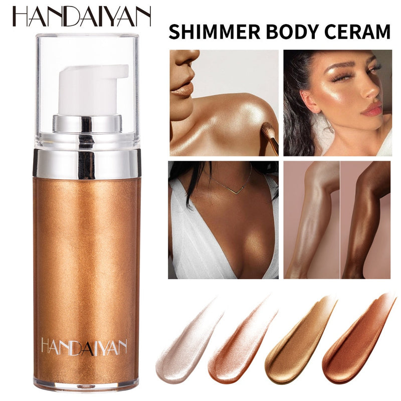 HANDAIYAN 20ml Metallic Liquid Face& Body Luminizer Shimmer Highlighter Makeup Palette Body Bronzer Liquid Makeup TSLM2