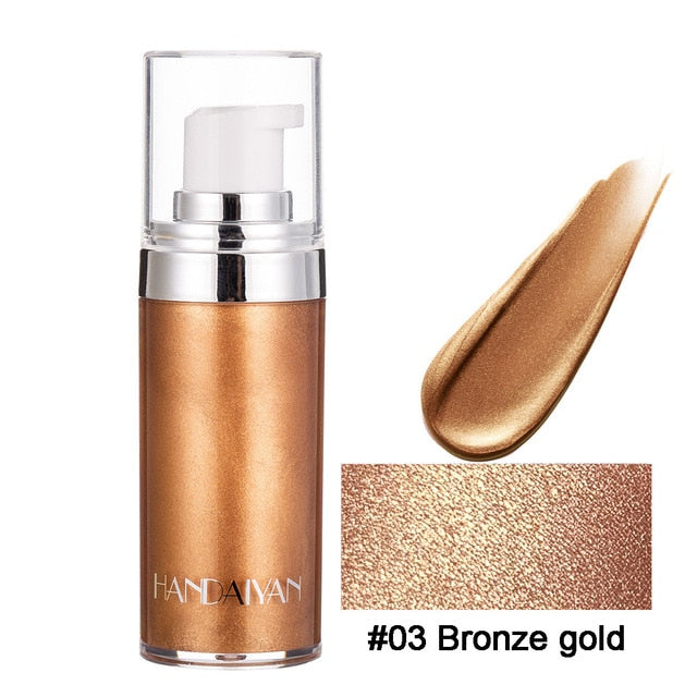 HANDAIYAN 20ml Metallic Liquid Face& Body Luminizer Shimmer Highlighter Makeup Palette Body Bronzer Liquid Makeup TSLM2