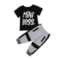 Pudcoco 2 Pieces Kids Toddler Baby Boys Clothes Set Children Little Boys Letter Mini Boss T-shirt Tops Pants Outfits 1-6T