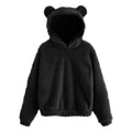 Fluffy hoodies Women kawaii Sweatshirt cute bear ear cap Autumn Winter Warm pullover Long Sleeve outwear Fleece coat moletom new