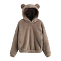 Fluffy hoodies Women kawaii Sweatshirt cute bear ear cap Autumn Winter Warm pullover Long Sleeve outwear Fleece coat moletom new