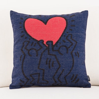 Keith Haring Graffiti Printed Square Decorative Throw Pillow Cushion Cover Case For Sofa Home Capa De Almofadas 45x45cm