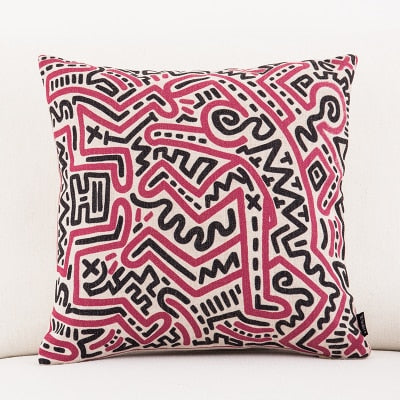 Keith Haring Graffiti Printed Square Decorative Throw Pillow Cushion Cover Case For Sofa Home Capa De Almofadas 45x45cm