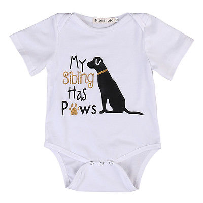 Cotton Toddler Infant Baby Boys Girls Short Sleeve Cute Dog Romper Jumpsuit Clothes Outfits