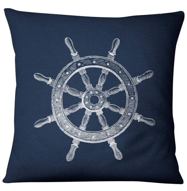 Mediterranean Blue Shell Starfish Pillow Cover Home decorative Pillows Sea Compass Anchor Linen Pillow Case cushion cover