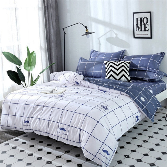 JDDTON 2020 New Double sided Useful Bedding Set Beautiful and Concise Style Bed Linings Duvet Pillowcase Cover Bed Sheet BE008