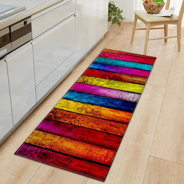 Nordic Kitchen Mat Bedroom Entrance Doormat Home Hallway Floor Decoration Living Room Carpet Wood grain Bathroom Anti-Slip Rug