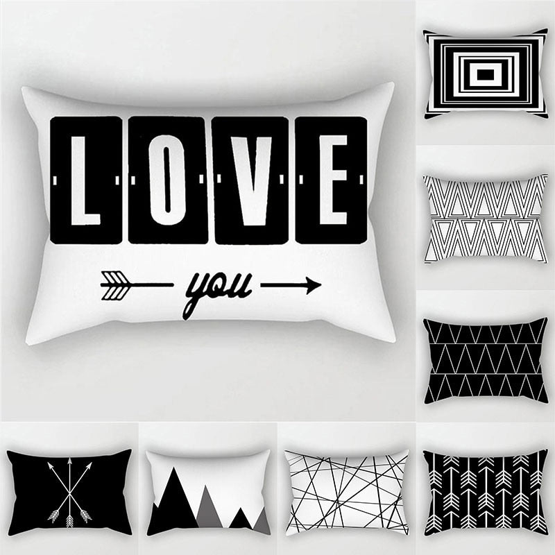 Black White Geometric Cushion Cover Throw Pillows Polyester Decorative Pillowcase 30x50 Nordic Style Home Decor Pillow cases