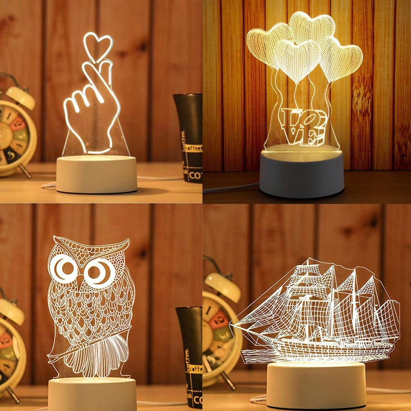 LED light creative 3D LED night light table lamp children bedroom decoration Christmas gift decoration home