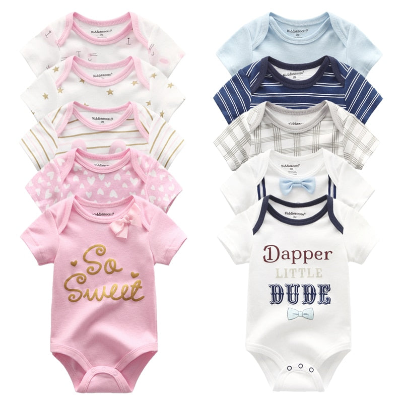 2020 5PCS/Lot Baby Boys Clothes Unicorn Girls Clothing Bodysuits Baby Girls Clothes  0-12M Newborn 100%Cotton Roupas de bebe