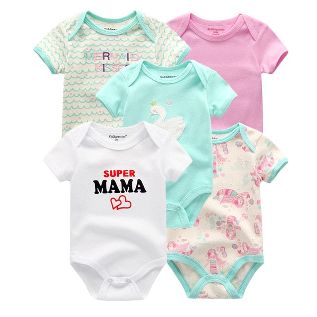 2020 5PCS/Lot Baby Boys Clothes Unicorn Girls Clothing Bodysuits Baby Girls Clothes  0-12M Newborn 100%Cotton Roupas de bebe