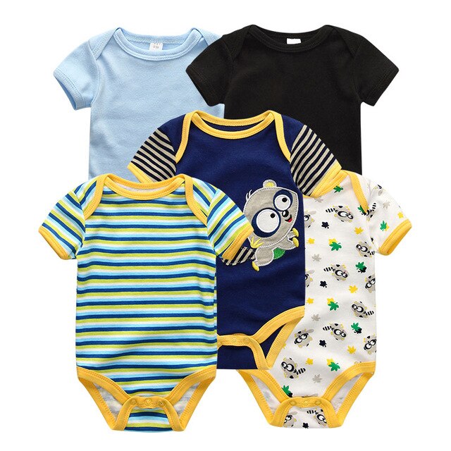 2020 5PCS/Lot Baby Boys Clothes Unicorn Girls Clothing Bodysuits Baby Girls Clothes  0-12M Newborn 100%Cotton Roupas de bebe