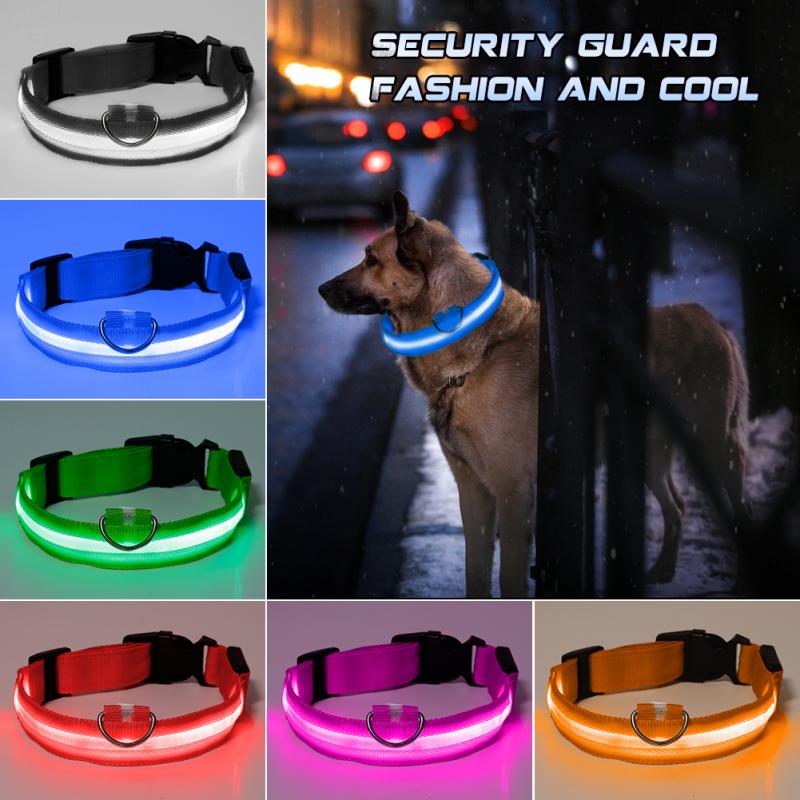 5 Sizes Battery Led Dog Collar Anti-Lost/ Car Accident Avoid Collar For Dogs Puppies Dog Cats Collars Luminous Pet Supplies