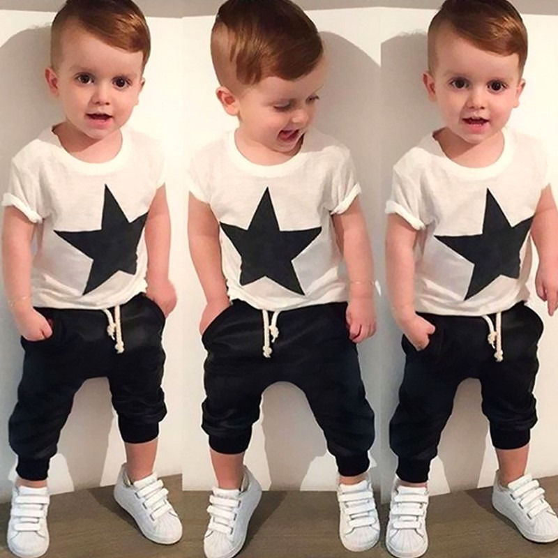 Toddler Kids Baby Boys Clothes Star T-shirt Tops Harem Pants 2pcs Outfits Clothing Set 2-7Y