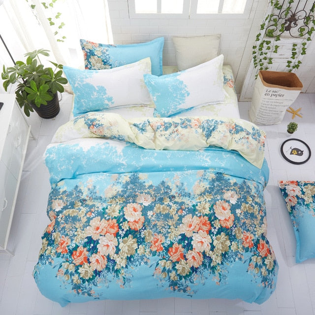 Classic bedding set 5 size grey blue grid summer bed linen 4pcs/set duvet cover set Pastoral bed sheet AB side duvet cover 2020