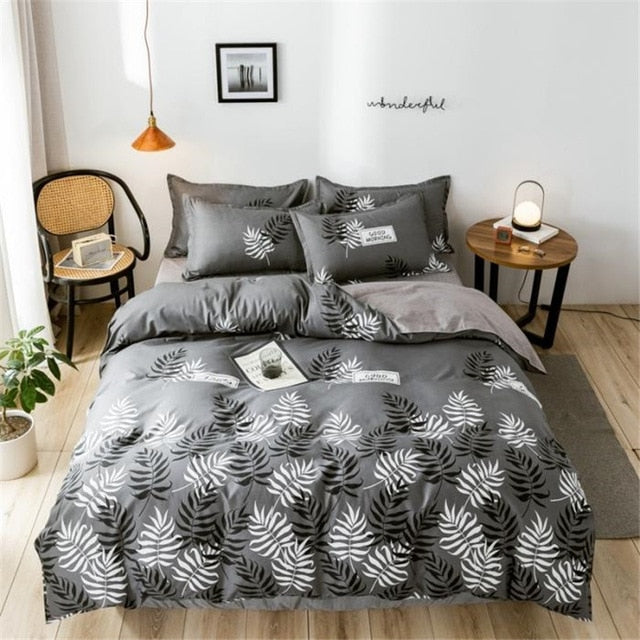 Classic bedding set 5 size grey blue grid summer bed linen 4pcs/set duvet cover set Pastoral bed sheet AB side duvet cover 2020