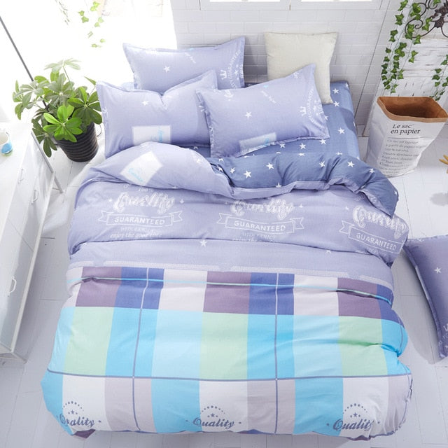 Classic bedding set 5 size grey blue grid summer bed linen 4pcs/set duvet cover set Pastoral bed sheet AB side duvet cover 2020