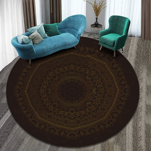 RULDGEE Mandala  Alfombra 3D Three-dimensional Black&White Stereo Vision Mat Living Room Doormat Tea Table Sofa Illusion Carpet