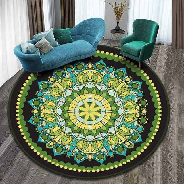 RULDGEE Mandala  Alfombra 3D Three-dimensional Black&White Stereo Vision Mat Living Room Doormat Tea Table Sofa Illusion Carpet