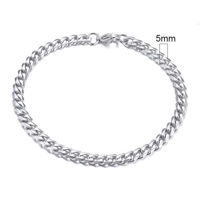 Vnox Mens Simple 3-11mm Stainless Steel Curb Cuban Link Chain Bracelets for Women Unisex Wrist Jewelry Gifts