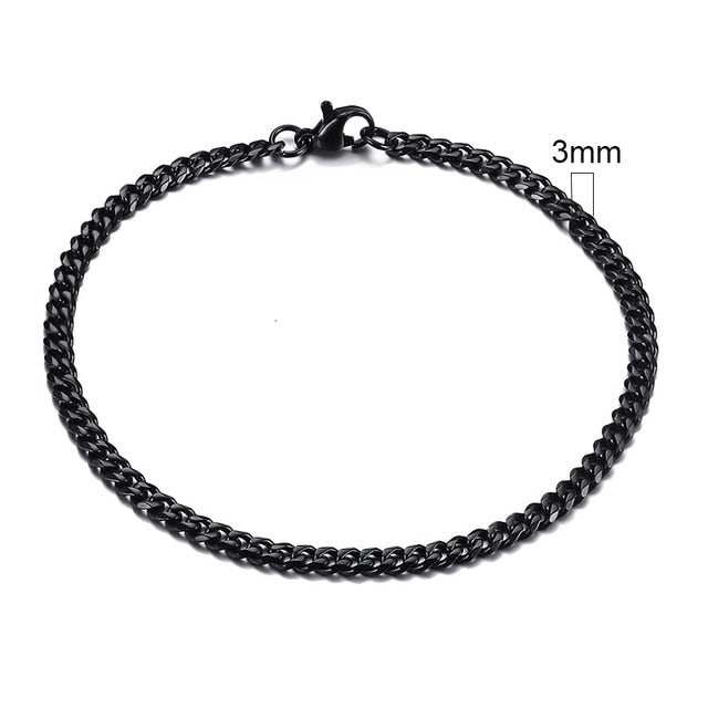 Vnox Mens Simple 3-11mm Stainless Steel Curb Cuban Link Chain Bracelets for Women Unisex Wrist Jewelry Gifts