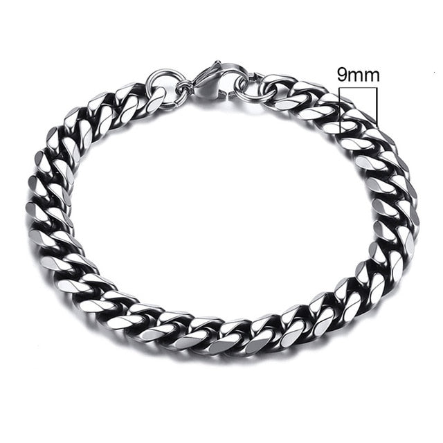 Vnox Mens Simple 3-11mm Stainless Steel Curb Cuban Link Chain Bracelets for Women Unisex Wrist Jewelry Gifts