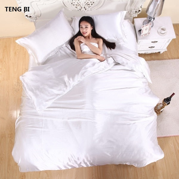 new2020 100% pure satin silk bedding set,Home Textile King size bed set,bedding,duvet cover flat sheet pillowcases Wholesale