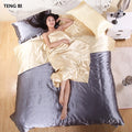 new2020 100% pure satin silk bedding set,Home Textile King size bed set,bedding,duvet cover flat sheet pillowcases Wholesale