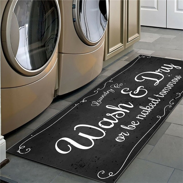 Non-Slip Floor Mat Laundry Room Mat Entrance Doormat Self-Service Laundry Bath Mat Carpet Laundry Room Decor Balcony Rug