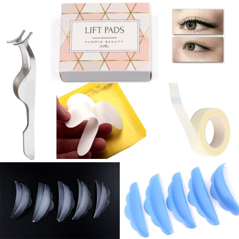 Funmix Eyelash Perm Set For Eyelash Extension Under Patch Silicone Eye Pads Sticker Shield Lifting Eyelash Curler Tools TSLM1