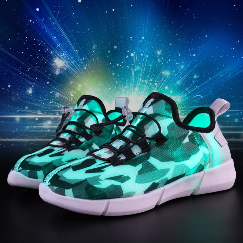 UncleJerry Fiber Optic USB Recharge Glow Shoes Boys Girls Shoes Lightweight Running Sneakers LED Light Summer Shoes