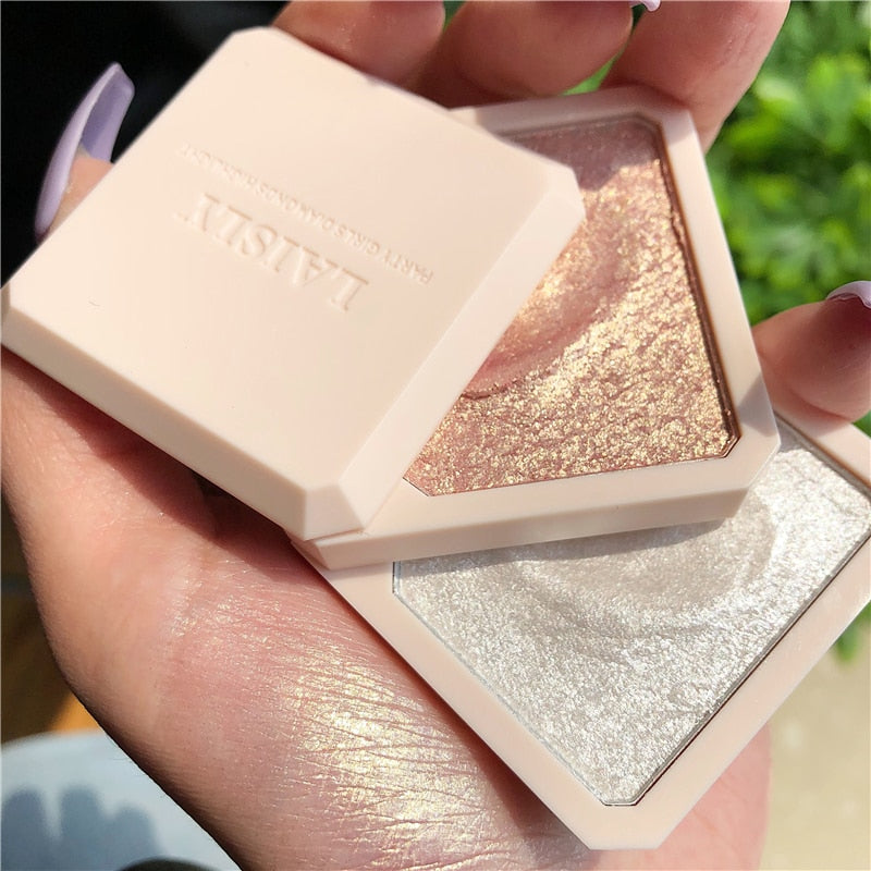 NewDouble-layer Highlighter Shadow Facial Makeup Face Bronzer High Gloss Shimmer Powder Makeup Cosmetic High-gloss Powder