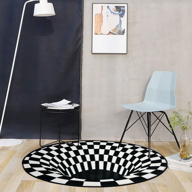 RULDGEE Mandala  Alfombra 3D Three-dimensional Black&White Stereo Vision Mat Living Room Doormat Tea Table Sofa Illusion Carpet