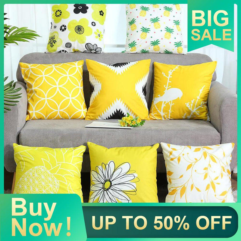 Decorative Throw Pillow Covers Yellow Pillowcase Sweet Summer Cushion Covers 45x45cm Pillow Case 1Pc Home Decor Sofa Living Room