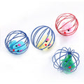 Cat Toy Pet Rainbow Ball Spring Prison Cage Mouse Telescopic Wire Interactive Stick Bell Feather Play Toy Dog Color Pet Supplies