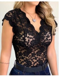 Hirigin Lace Blouses Shirts Sexy Club Female Acrylic Shirts Deep V Summer Fashon Tops Lace Sexy V Neck Sleeveless Fashon Top