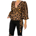 Leopard Print Womens Tops And Blouses Ladies V-Neck 3/4 Sleeve Shirt Office Pullover Blouses Casual Female Shirt Blusas