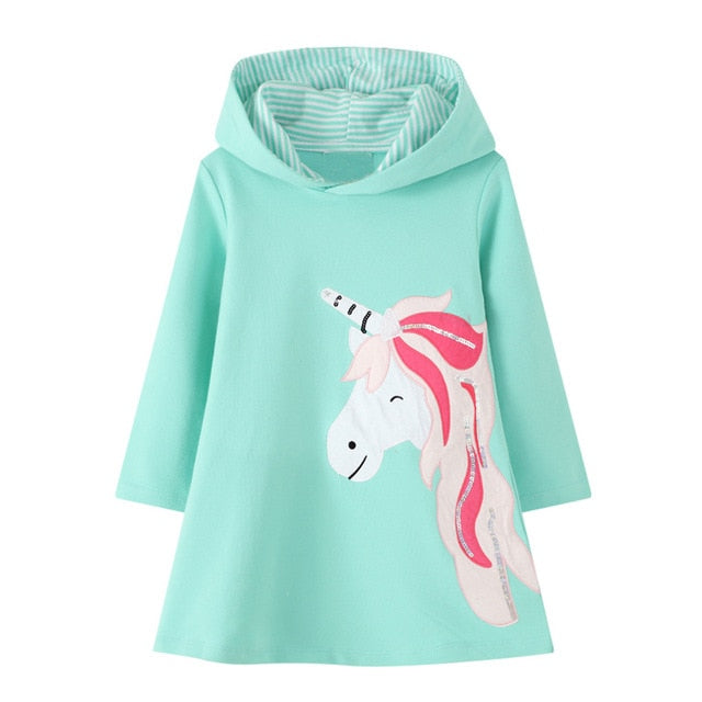 Girls Hooded Dress Cloud Cotton Toddler Dresses for Girls Clothing Autumn Winter Baby Dress Princess Costume Kids Clothes 2-7Y