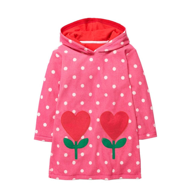 Girls Hooded Dress Cloud Cotton Toddler Dresses for Girls Clothing Autumn Winter Baby Dress Princess Costume Kids Clothes 2-7Y