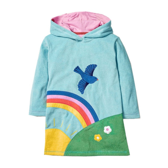 Girls Hooded Dress Cloud Cotton Toddler Dresses for Girls Clothing Autumn Winter Baby Dress Princess Costume Kids Clothes 2-7Y