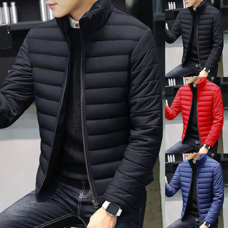 2020 New Men Winter Warm Out Wear Large size men's long sleeve stand collar cotton business casual zipper warm cotton jacket