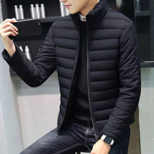 2020 New Men Winter Warm Out Wear Large size men's long sleeve stand collar cotton business casual zipper warm cotton jacket