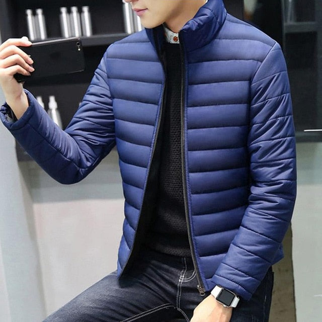 2020 New Men Winter Warm Out Wear Large size men's long sleeve stand collar cotton business casual zipper warm cotton jacket