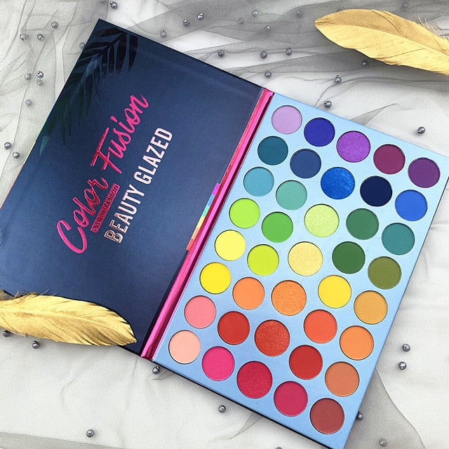 Beauty Glazed 60 Colors Glitter Matte Eyeshadow Palette Waterproof Makeup Palette Fluorescent Rainbow Disk Highlight maquillage