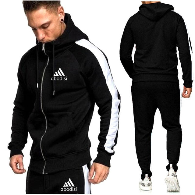 2020 new sports brand men's suit zipper hoodie casual sportswear autumn and winter warm plus velvet men's clothing