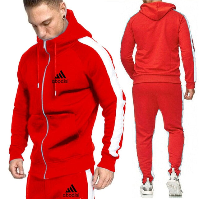 2020 new sports brand men's suit zipper hoodie casual sportswear autumn and winter warm plus velvet men's clothing