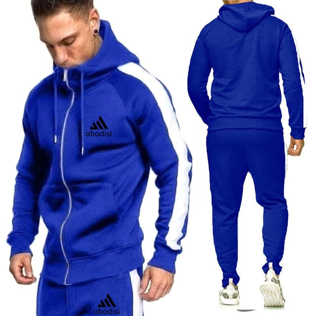 2020 new sports brand men's suit zipper hoodie casual sportswear autumn and winter warm plus velvet men's clothing