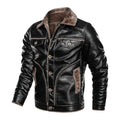 Mens Jackets and Coats Retro Style Suede Leather Jacket Men Leather Motorcycle Jacket Fur Lined Warm Coat Winter Velvet Overcoat